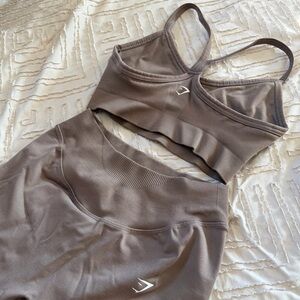 Gymshark Sweat Seamless Nude Sports Bra and Shorts Set